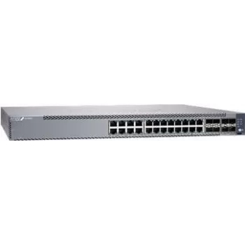 Juniper EX4100 24 puertos 10/100/1000BaseT, 4 puertos uplink 10G SFP+, 4 puertos stacking/uplink 25G SFP28, ventiladores redundantes, 1 fuente de alimentación AC JPSU-150-AC-AFO incluida (ópticas no incluidas) wu
