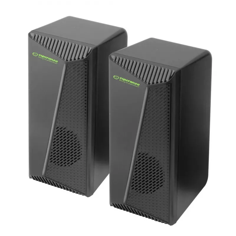Esperanza EGS106 Rainbow Nortec altavoces 2.0, 6 W (2x3 W), alimentados por USB, minijack de 3,5 mm, LED RGB, negros
