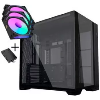Bundle de caja para PC Lian Li O11 Vision Compact + 3x ventiladores UNI FAN SL-INF 120 Reverse Blade - negro