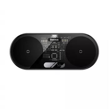 Cargador inalámbrico 2 en 1 20W con pantalla LED digital Baseus para auriculares negro