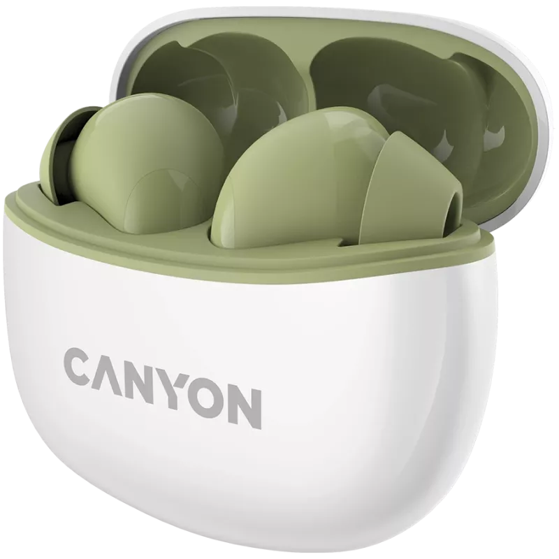 Auriculares in-ear CANYON TWS-5, verde Bluetooth 5.3, control táctil, entrada de carga: USB-C