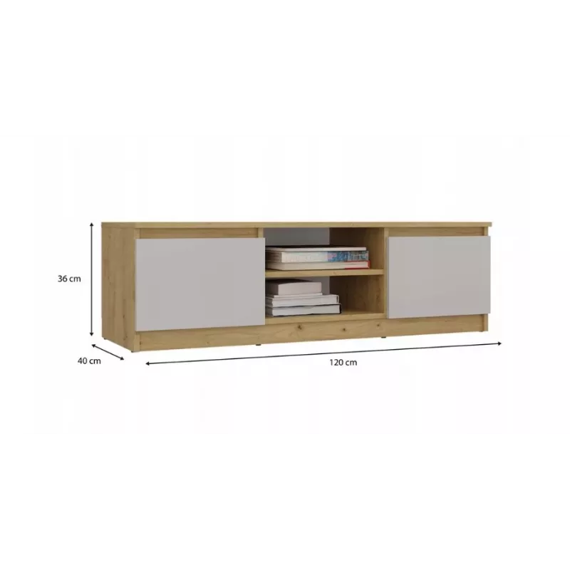 Mueble de TV MALWA 120, roble Artisan/cashmere