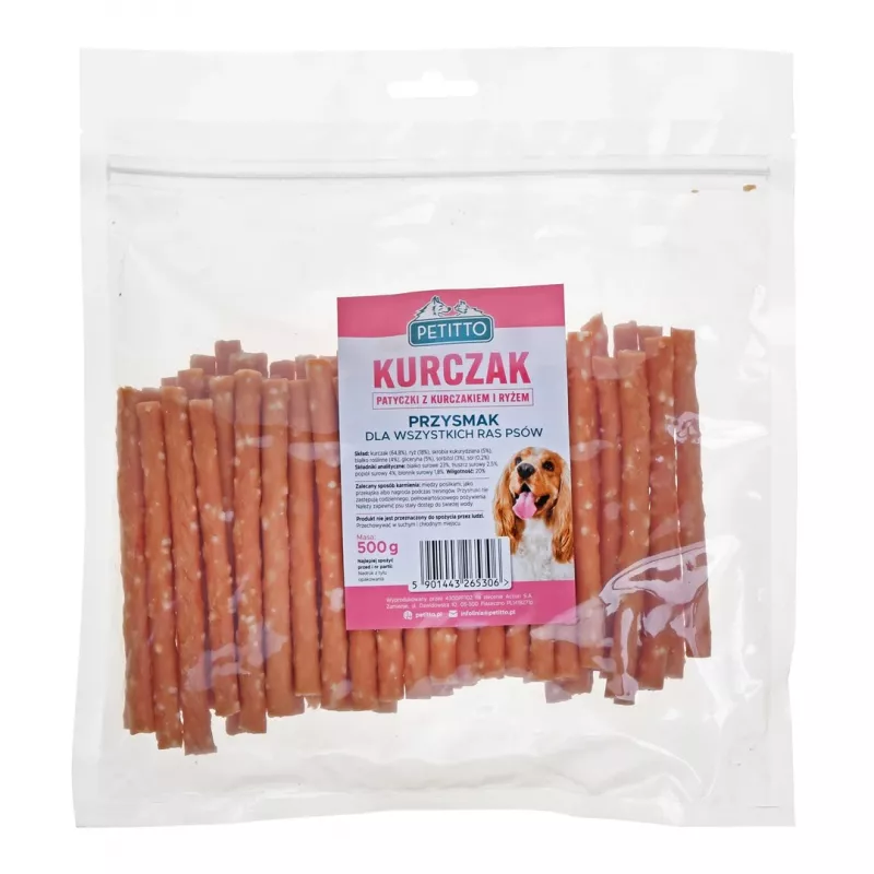 PETITTO palitos con pollo y arroz snack para perros, 500 g