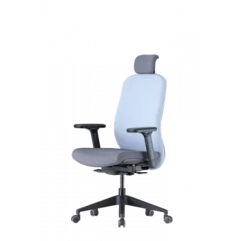 Silla de oficina ergonómica Up Up Athene negra, gris + tejido azul