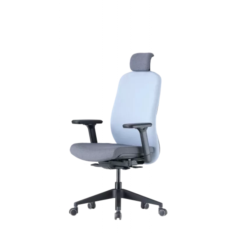 Silla de oficina ergonómica Up Up Athene negra, gris + tejido azul