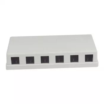 Synergy21 Keystone, soporte de módulos, patch panel para 6x módulos TP, montaje en superficie, blanco (ABS)