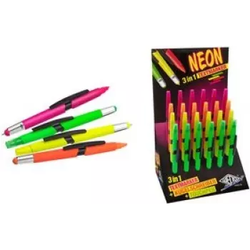Lápiz táctil 3 en 1 WEDO NEON – set de 24: puntero táctil, bolígrafo y rotulador fluorescente
