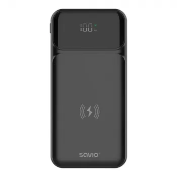 Batería externa Savio BA-09 polímero de litio (LiPo) 37 mAh carga inalámbrica negro