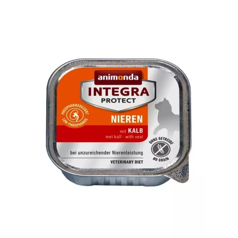 Comida húmeda para gatos animonda Integra Protect ternera 100 g — para gatos adultos, sin cereales y sin soja, para alergias alimentarias