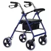 Andador de cuatro ruedas con asiento, azul/negro