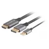 CABLE HDMI(M)->DISPLAYPORT(M) 1M 4K NEGRO LANBERG