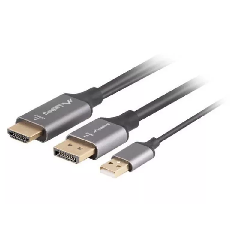 CABLE HDMI(M)->DISPLAYPORT(M) 1M 4K NEGRO LANBERG