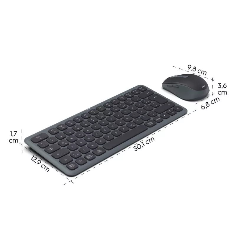 Conjunto de teclado y ratón multidispositivo negro gris