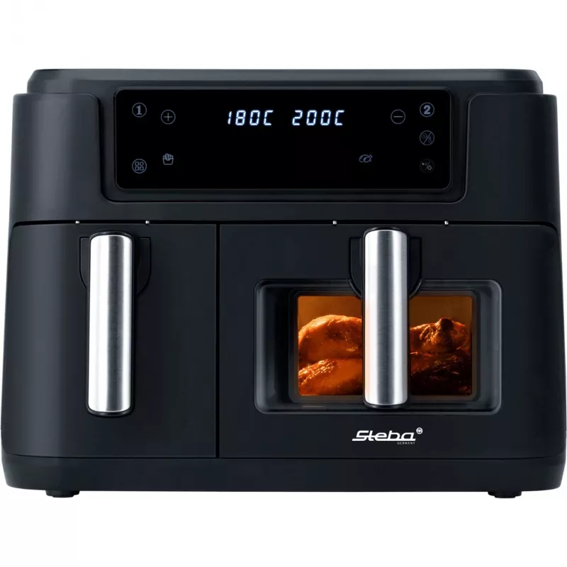 Freidora de aire dual HF 9500 DUO (negra, 2.400 vatios, 2 cestas 6 L + 3,5 L)