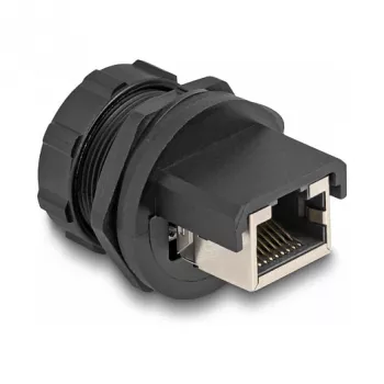 Conector hembra RJ45 Cat.6A DeLOCK IP67 impermeable antipolvo negro