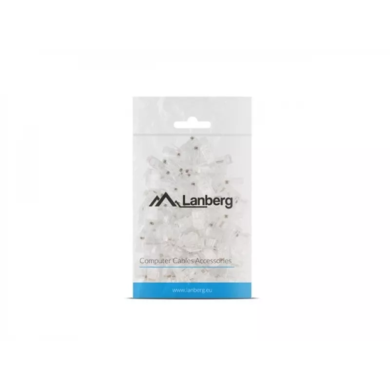 LANBERG conector de cable RJ-45 PLU-5000, apantallamiento U/UTP (UTP), blanco translúcido, pack de 100
