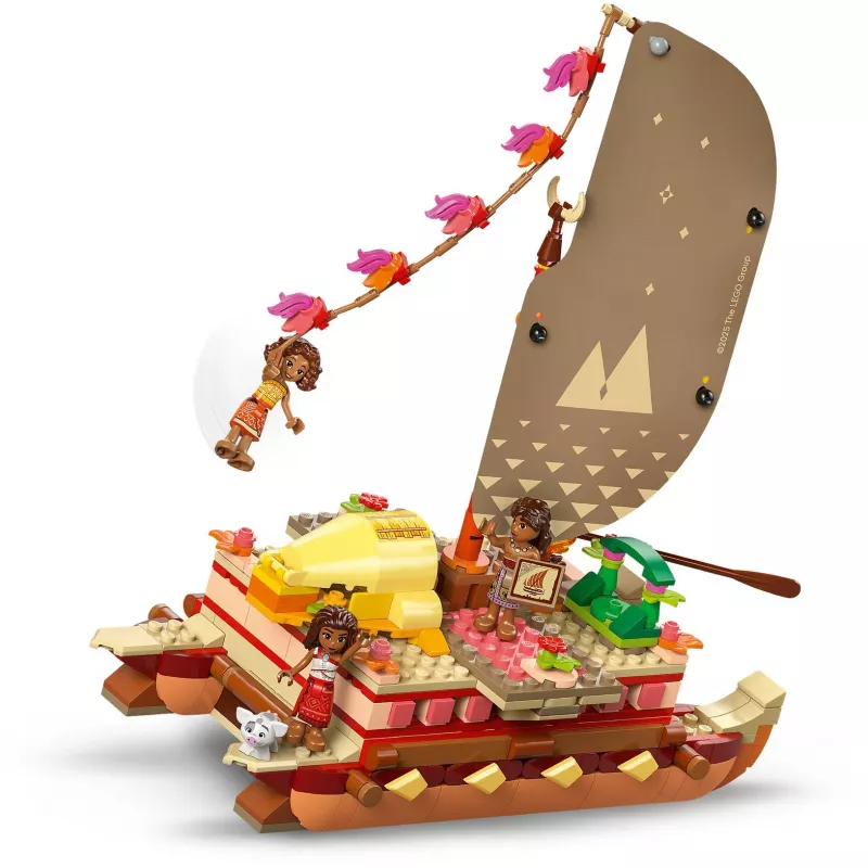 LEGO Disney 43270 La canoa de aventuras de Moana, 529 piezas, 3 minifiguras, 6+
