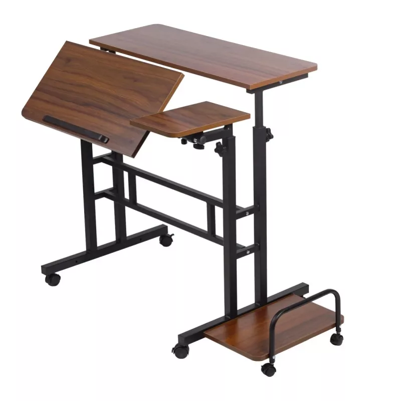 Mesa móvil para portátil Maclean, negra, 80x60 cm, máx. 50 kg, regulable en altura 67-115 cm, MC-124 B