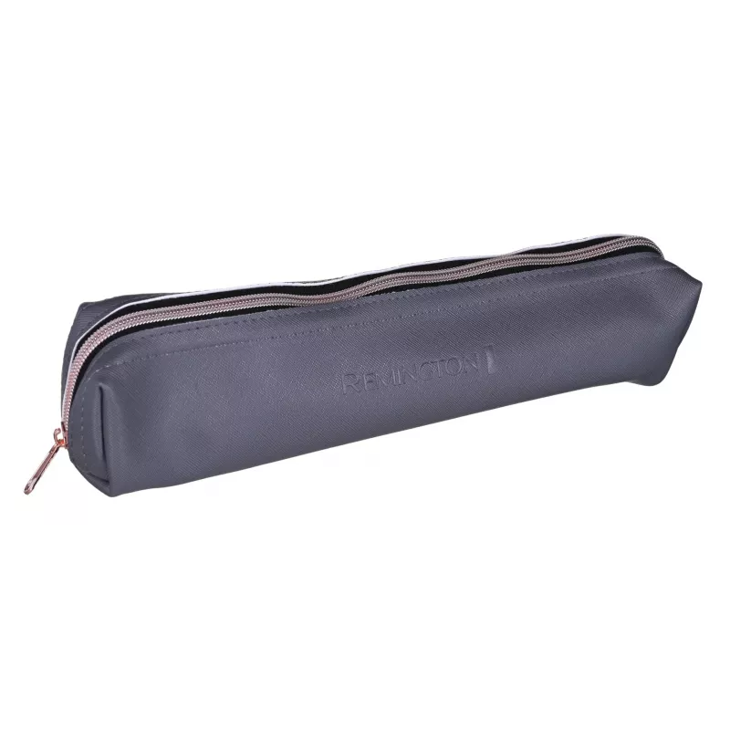Plancha de pelo Remington S8598 Warm negro gris — placas de cerámica 11 cm, 5 niveles de calor, 160–230 °C, cable de 3 m, funda de transporte