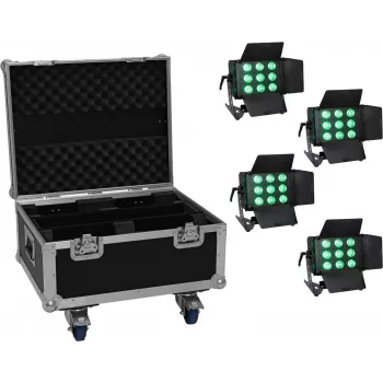 Set de iluminación LED EUROLITE CLS-9 QCL RGB/WW 9x7W — 9 proyectores, RGB + blanco cálido, LEDs de 7W cada uno