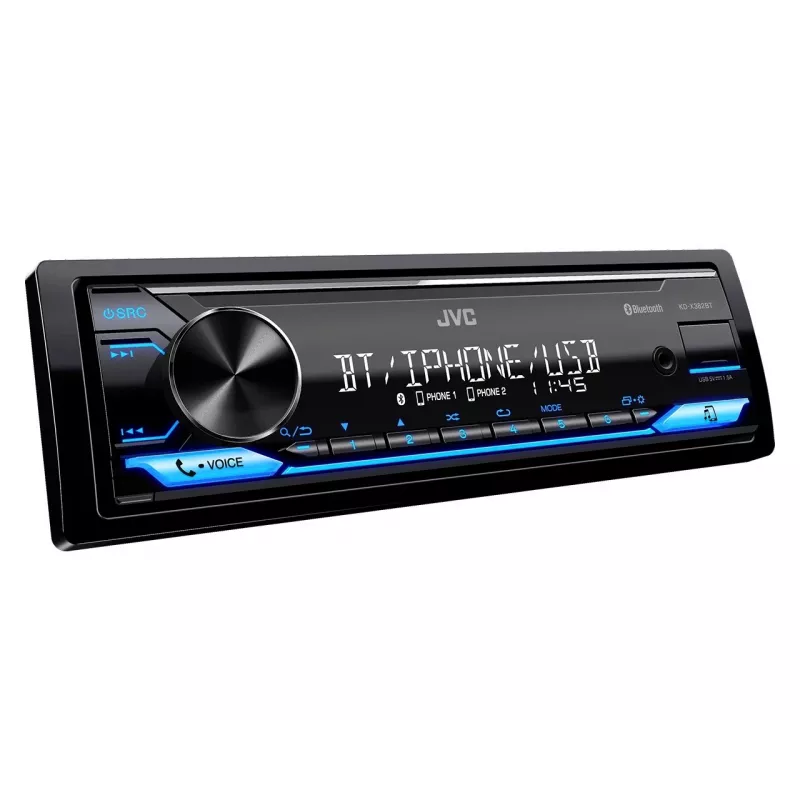 Autorradio JVC KDX-382BT con Bluetooth y USB — Single DIN, entrada AUX, sintonizador FM