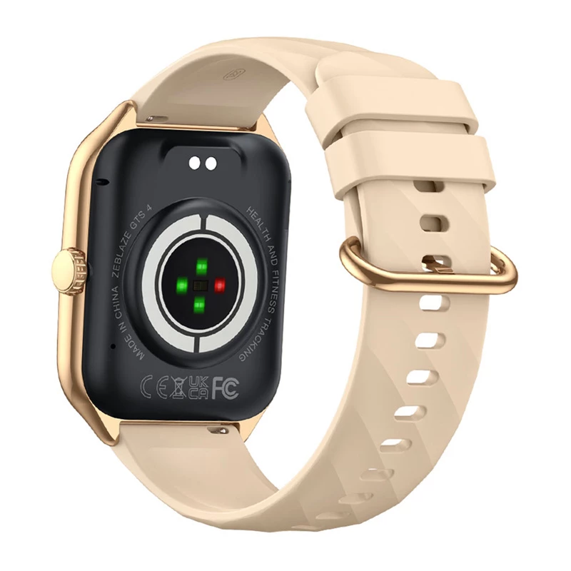 Smartwatch Zeblaze GTS 4 — 4,93 cm (1,94 inch) AMOLED 466×466 px, pantalla táctil, Wi‑Fi, caja de metal, correa de silicona beige