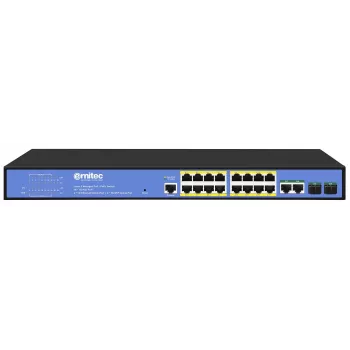 Switch de red ERNITEC ELECTRA-M16-1GB-285W – 16 puertos Layer 2+ con 2 x Gigabit RJ45, 285 W de potencia
