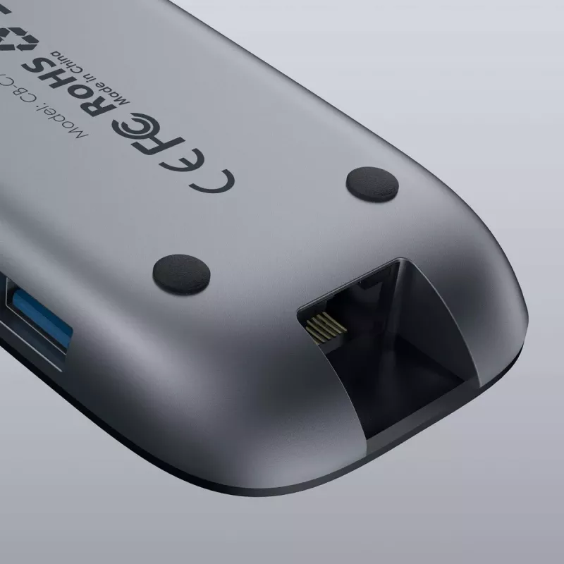AUKEY CB-C71 hub USB-C 8 en 1, 3x USB-A 3.0, HDMI 4K@30Hz, Gigabit RJ45, SD/microSD, USB-C PD 100 W, cable de 0,15 m, aluminio, negro