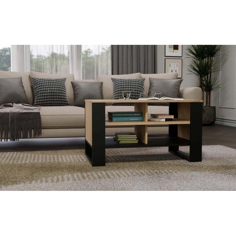 Mesa de centro top e shop Topeshop STOLIK KAWOWY ŁAWA MODERN 4P Roble Artisan Czern