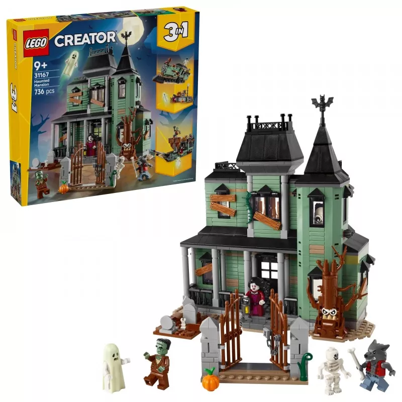 Juguete de construcción LEGO Creator 3 en 1 Casa encantada modelo 31167 – 736 piezas, 3 modelos, 5 minifiguras