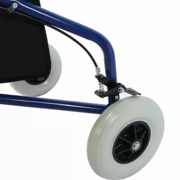 Andador de tres ruedas REHA FUND RF-611 Barcelona, estructura de acero, plegable, altura ajustable 82–97 cm, carga máx. 110 kg, ruedas con freno, cesta