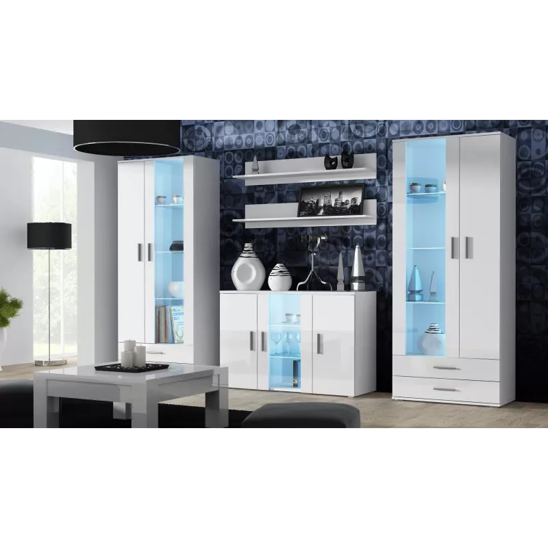 Aparador Cama 120 cm SOHO S7 blanco/blanco brillante
