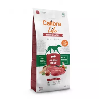 Comida seca para perros Calibra Life Senior Large ternera fresca 12 kg — alimento seco completo para perros mayores grandes, 25–45 kg, 25% proteína, 12% grasa