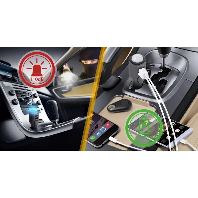 Cargador universal para dispositivos móviles Technaxx 4743 negro con enchufe de mechero para coche