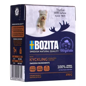 Bozita WITH CHICKEN – trozos en gelatina, 370 g, sin gluten ni soja