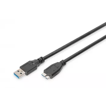 Cable SuperSpeed USB 3.0 ASSMANN, conector USB-A macho a conector Micro-USB-B macho, Cu AWG 28, doble apantallado, longitud 1,0 m (AK-300116-010-S)