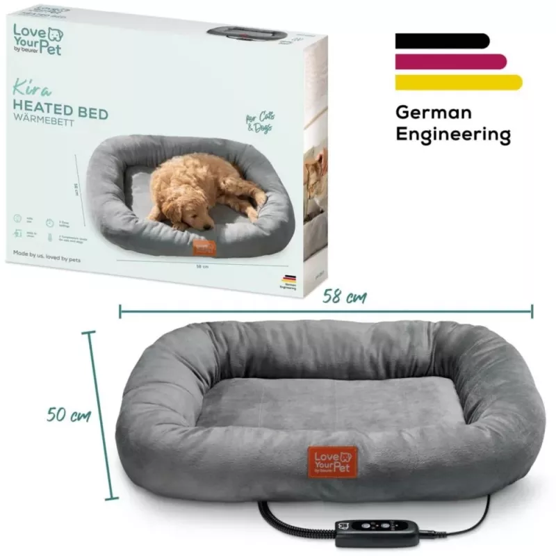 Cama calefactable para mascotas Beurer Kira, gris