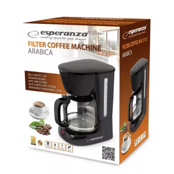 Cafetera de filtro ESPERANZA EKC005 — depósito de agua de 1,8 l, negra, 950 W