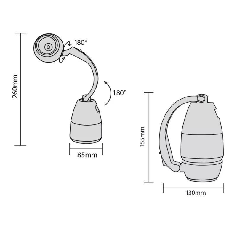Lámpara de camping LED recargable MACLEAN MCE298 3W portátil, alimentación USB, compacta