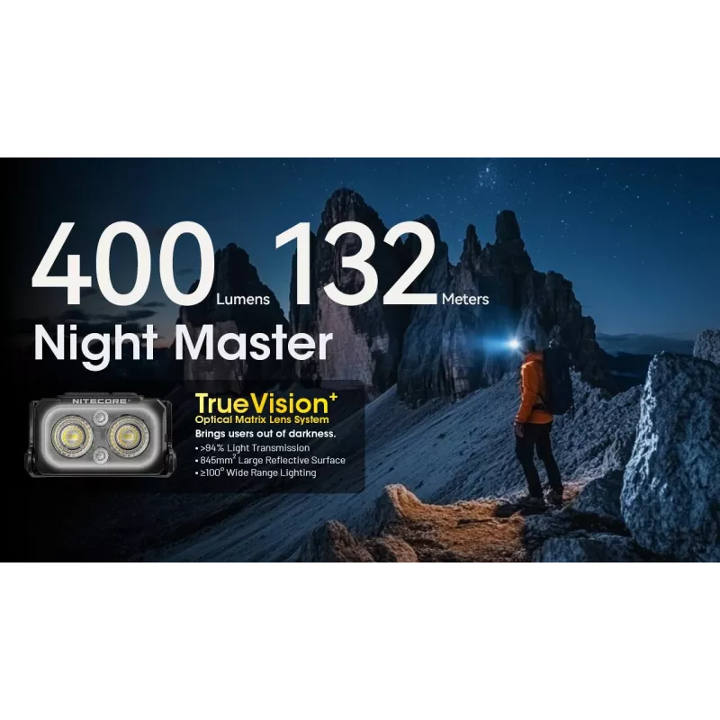 Linterna frontal Nitecore NU25 MCT — linterna frontal recargable, hasta 400 lúmenes, iluminación compacta manos libres