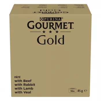 Purina Gourmet Gold mousse, surtido de 4 sabores, comida húmeda para gatos, 96 x 85 g