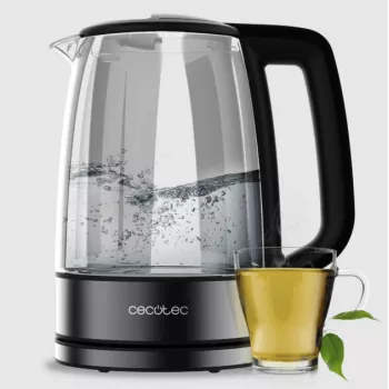 Cecotec Hervidor | ThermoSense 340 Clear | Eléctrico | 2200 W | 1,7 L | Vidrio | Base giratoria 360° | Transparente