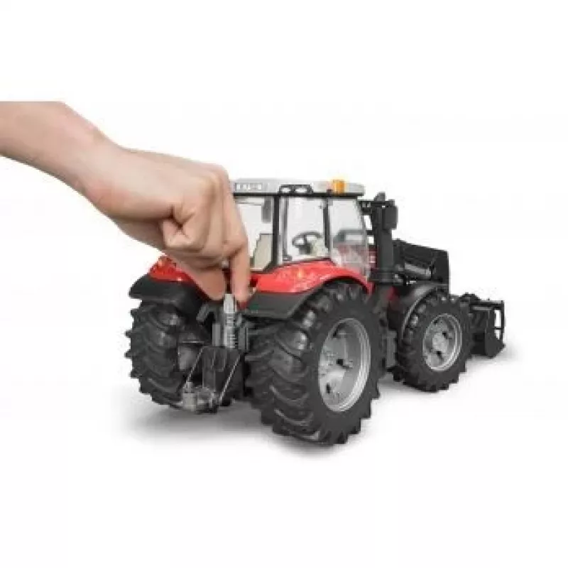 Tractor de juguete BRUDER Massey Ferguson 7624 con pala frontal, rojo, para niños a partir de 3 años