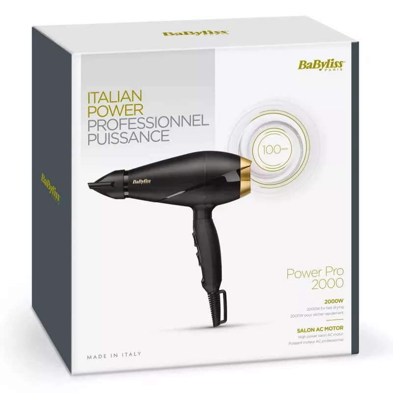 Secador de pelo BaByliss 6704E 2000 W negro, oro