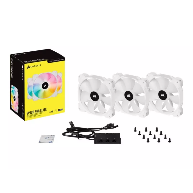 Ventilador de carcasa Corsair iCUE SP120 RGB ELITE Performance 120mm blanco PWM ARGB pack de tres