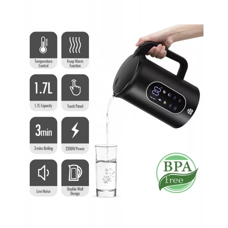 Hervidor eléctrico Forme FKG-2117 1,7 l 2200 W Negro
