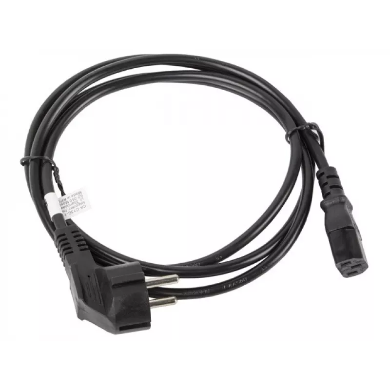 Cable de alimentación LANBERG CA-C13C-11CC-0018-BK — 1,8 m, conector hembra C13 a CEE7/7, C13 en ángulo