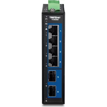 Switch industrial de 6 puertos 2,5G para carril DIN TRENDnet TI-G5062 con carcasa metálica