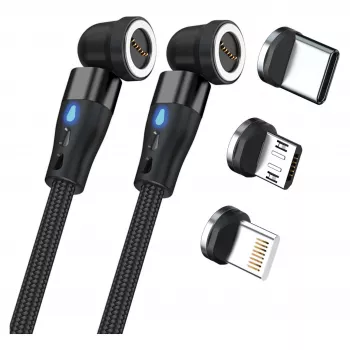 Cable USB RealPower MagneticCharge2 1m negro carga rápida transferencia de datos