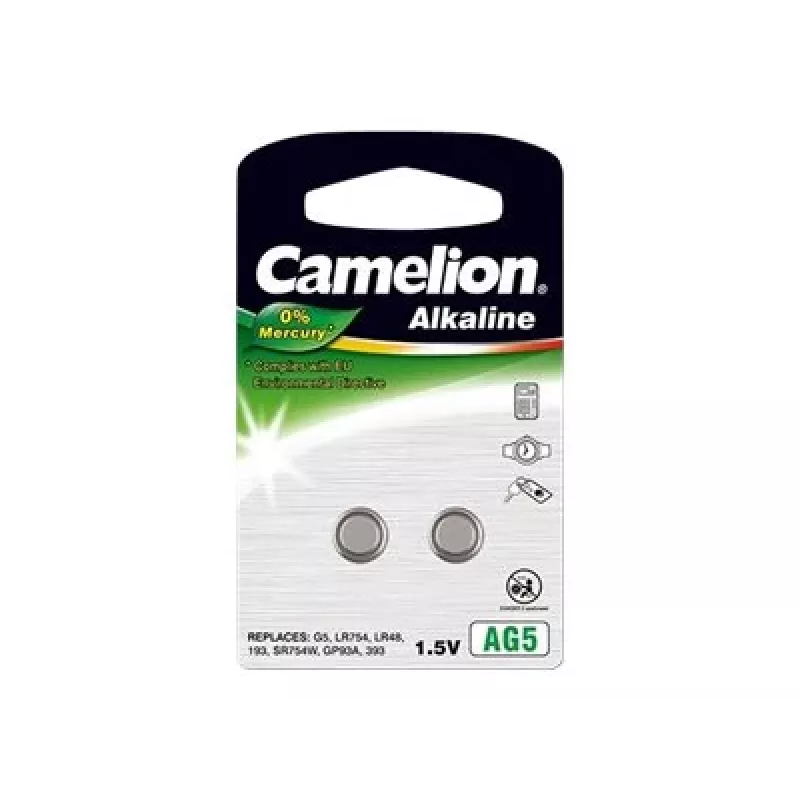 Pila de botón CAMELION AG5 (LR754, LR48) 1,5 V – pack de 2